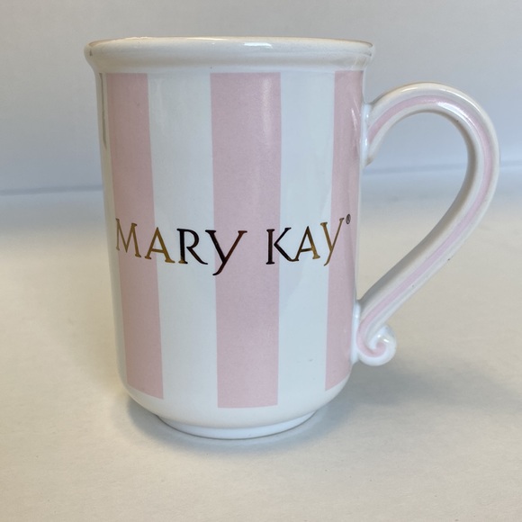 Mary Kay Other - Mary Kay Cosmetics Pink and White Striped Coffee Mug Ceramic Tea Cup 4”